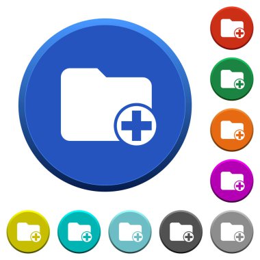 Renk eğimli düğmeleri pürüzsüz yüzeylerde ve düz beyaz simgeler ile yuvarlak yeni Dizin Ekle