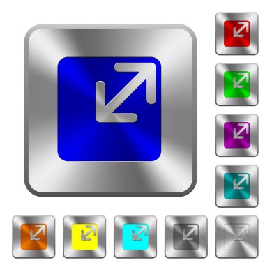 Resize pencere yuvarlak kare parlak çelik düğmeler simgeler kazınmış