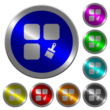 Bileşen yuvarlak parlak sikke benzeri renk çelik düğmelerinde simgeler yapıştırmak