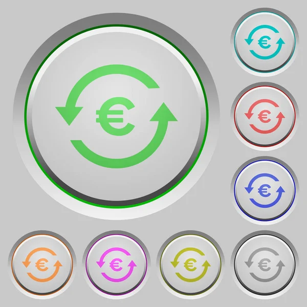 Euro Rembourser Les Icônes Couleur Sur Les Boutons Poussoirs Coulés — Image vectorielle