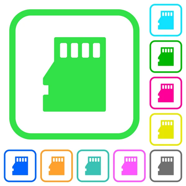 Micro Memory Card Vivide Icone Piatte Colorate Bordi Curvi Sfondo — Vettoriale Stock