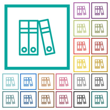 Belge klasörleri düz renk simgeleri beyaz arka plan üzerinde çeyreği çerçeveli