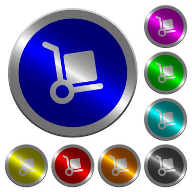 Yuvarlak el kamyon simgeler üzerinde parlak sikke benzeri renk çelik düğmeleri