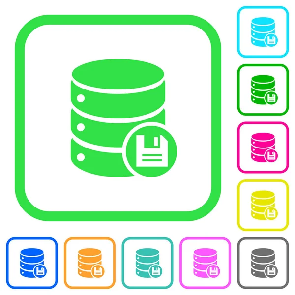 Datenbank Speichert Lebhafte Farbige Flache Symbole Gebogenen Rändern Auf Weißem — Stockvektor