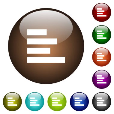 Metni hizalama yuvarlak renk cam düğmeleri sol beyaz simgeleri