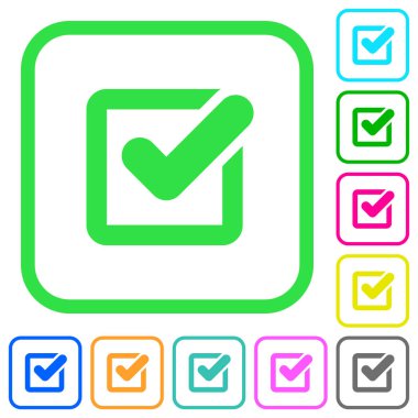 Beyaz arka plan üzerinde eğri Kenarlıklar onay kutusunu canlı renkli düz simgeler