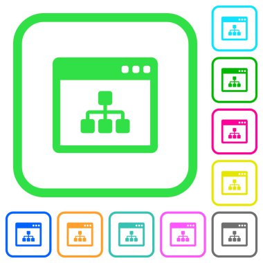 Beyaz arka plan üzerinde eğri kenarlıklar uygulama canlı renkli düz simgeler ağ