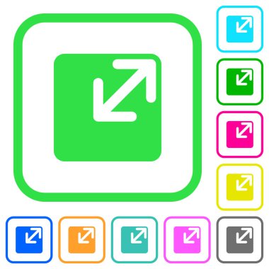 Beyaz arka plan üzerinde eğri sınırları pencere canlı renkli düz simgelerini yeniden boyutlandırmak