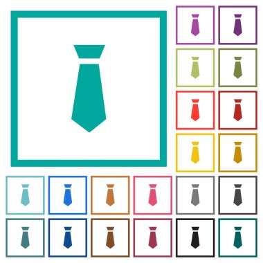 Beyaz arka plan üzerinde düz renk simgeleri çeyreği çerçeveler ile kravat
