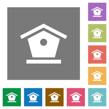 Basit kuş besleyici düz simgeleri kare arka planlar renk