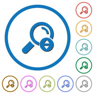 Arama kaydırma düz renk vektör simgeler beyaz arka plan üzerinde yuvarlak özetliyor gölgelerde ile sonuçlanır