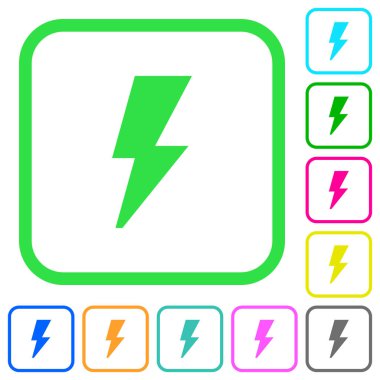 Beyaz arka plan üzerinde eğri sınırları içinde canlı renkli düz simgeler flash