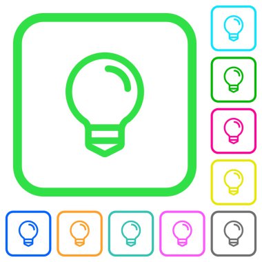 Beyaz arkaplan üzerinde eğri kenarlıklarda canlı renkli düz simgeler