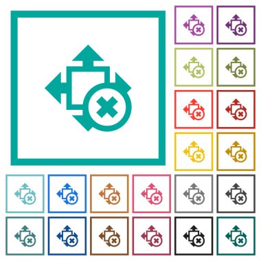 Boyutu düz renk simgeleri çeyreği kare beyaz arka plan üzerinde ile iptal