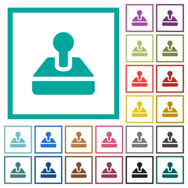 Retro oyun çubuğu düz renk simgeleri beyaz arka plan üzerinde çeyreği çerçeveli