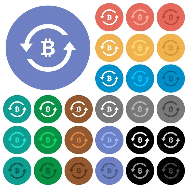 Bitcoin Pagar Iconos Planos Multicolores Fondos Redondos Incluye Variaciones Iconos — Vector de stock