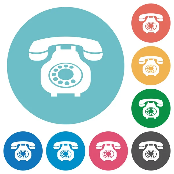 Vintage Retro Telefon Flache Weiße Symbole Auf Runden Farbigen Hintergründen — Stockvektor