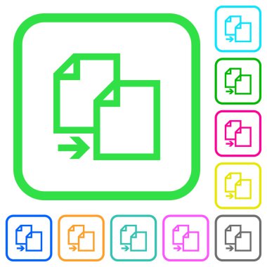 Beyaz arka plan üzerinde eğri sınırları madde canlı renkli düz simgeler kopyalayın