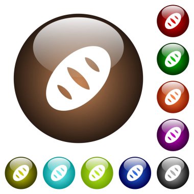 Yuvarlak renk cam düğmeleri beyaz ekmek simgeleri