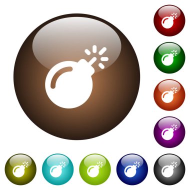 Köpüklü ile bomba sigorta yuvarlak renk cam düğmeleri beyaz simgeleri