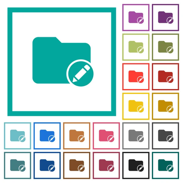 Renommer Répertoire Des Icônes Couleur Plates Avec Des Cadres Quadrants — Image vectorielle