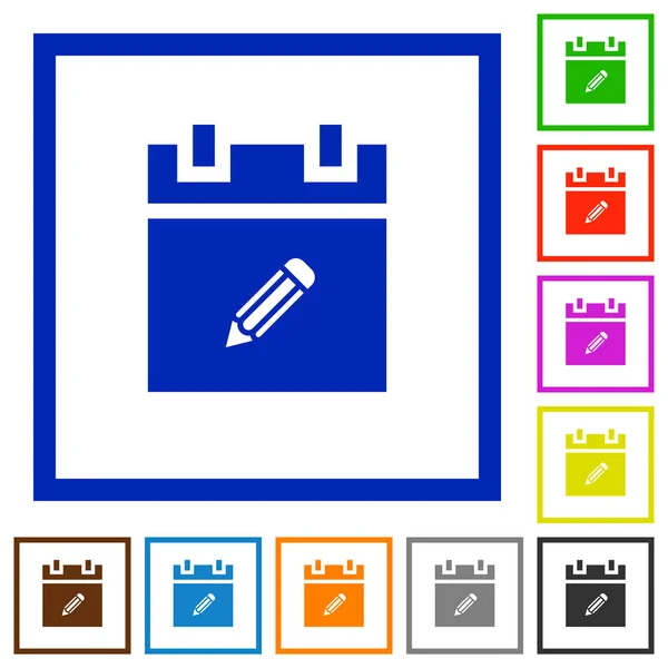 Editar Item Programação Ícones Cor Plana Quadros Quadrados Fundo Branco — Vetor de Stock