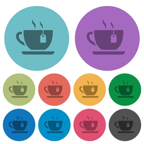 Cup Tea Teabag Darker Flat Icons Color Background — Stock Vector