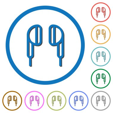 Yuvarlak kulaklık düz renk vektör simgeler gölgelerde ile özetliyor beyaz arka plan üzerinde