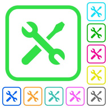 Beyaz arka plan üzerinde eğri sınırları bakım canlı renkli düz simgeler