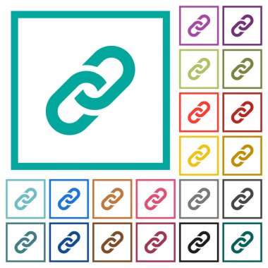 Düz renkli simgeler çeyreği kare beyaz arka plan üzerinde ile bağlantı