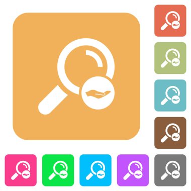 Yuvarlatılmış kare canlı renkli arka planlar üzerinde düz simgeler arama hizmetleri.