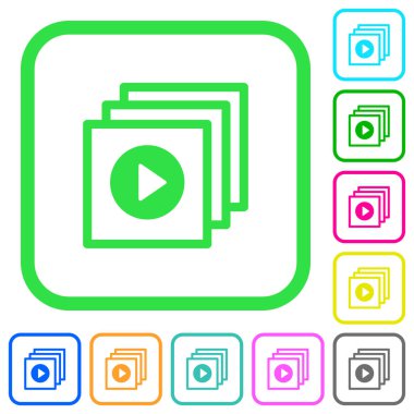 Dosyaları canlı renkli düz simgeler eğri sınırları içinde beyaz arka plan üzerinde oynamak.