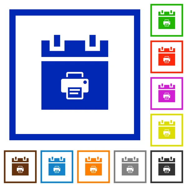 Icones Cor Plana Item Programação Impressão Quadros Quadrados Fundo Branco — Vetor de Stock