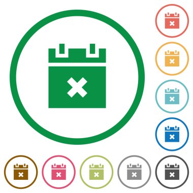 Zamanlama düz renk simgeleri beyaz arka plan üzerinde yuvarlak ana hatlarını iptal