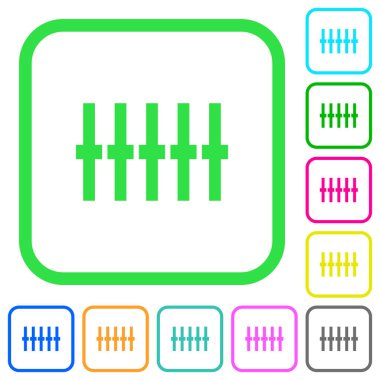Grafik Equalizer'ı canlı renkli düz simgeler beyaz arka plan üzerinde eğri sınırları içinde