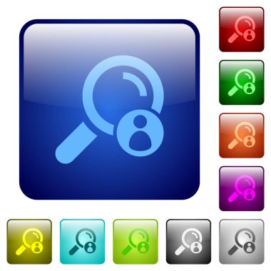 Üye simgeler Yuvarlatılmış kare renk parlak düğme kümesi içinde arama