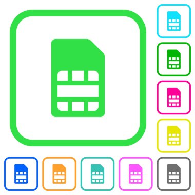 SIM kartı canlı renkli düz simgeler beyaz arka plan üzerinde eğri sınırları içinde