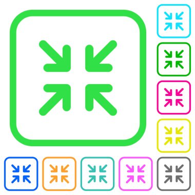 Beyaz arka plan üzerinde eğri sınırları okları canlı renkli düz simgeler en aza indirmek