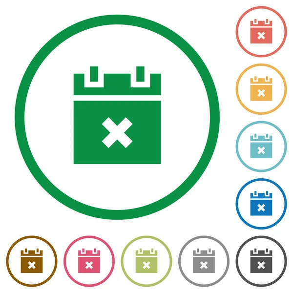 Zamanlama düz renk simgeleri beyaz arka plan üzerinde yuvarlak ana hatlarını iptal