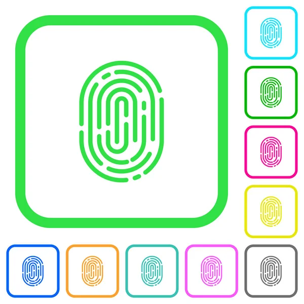 Beyaz arka plan üzerinde eğri sınırları parmak izi canlı renkli düz simgeler