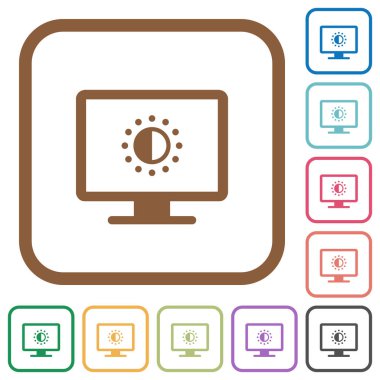 Beyaz arka plan üzerinde renkli yuvarlak kare kare ekran doygunluk basit simgeleri ayarlamak