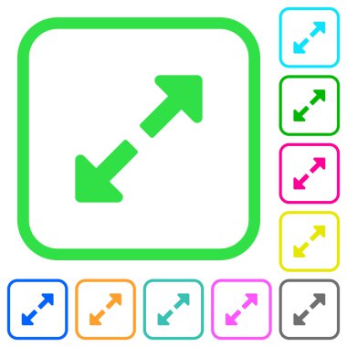 Beyaz arka plan üzerinde eğri sınırları içinde tam canlı renkli düz simgelerini yeniden boyutlandırmak