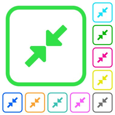 Küçük canlı renkli düz simgeler beyaz arka plan üzerinde eğri sınırları içinde yeniden boyutlandırma