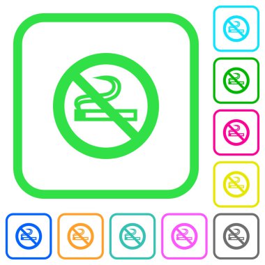 Beyaz arka plan üzerinde eğri sınırları içinde düz simgeler yok Sigara İçilmez işareti canlı renkte