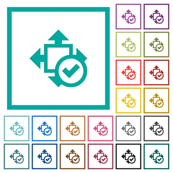 Boyutu düz renk simgeleri çeyreği kare beyaz arka plan üzerinde ile kabul