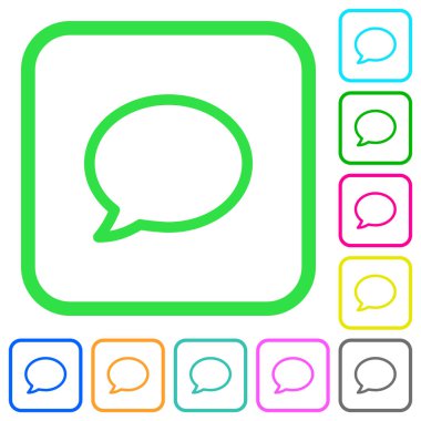 Beyaz arka plan üzerinde eğri sınırları içinde düz simgeler boş yorum balonunu canlı renkte