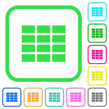 Beyaz arka plan üzerinde eğri sınırları elektronik tablo canlı renkli düz simgeler