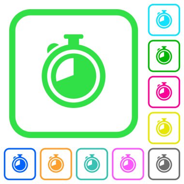 Beyaz arka plan üzerinde eğri sınırları Zamanlayıcı canlı renkli düz simgeler