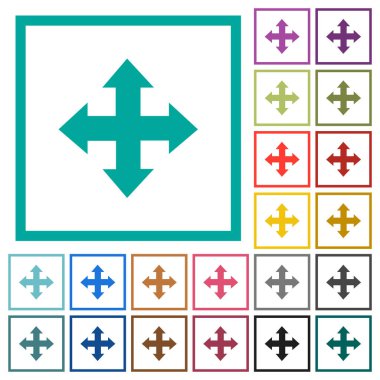 Araç düz renk simgeleri çeyreği çerçeveler ile beyaz arka plan üzerinde hareket