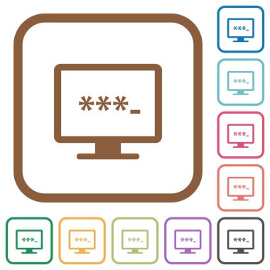 Renk uygulama basit simgeler girerken yuvarlak kare kare beyaz arka plan üzerinde